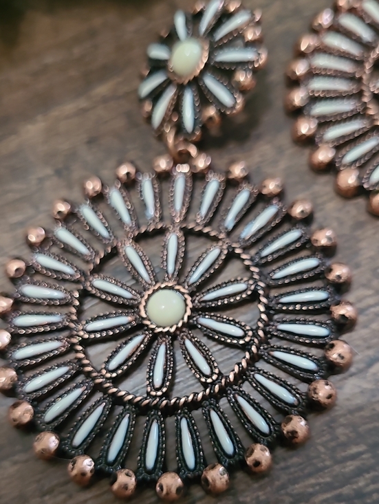 Jewelry - Large Brown/Copper and Cream Dangle Earrings